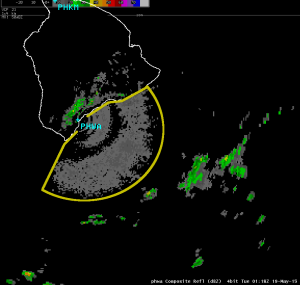 Sea spray from the South Big Island radar.